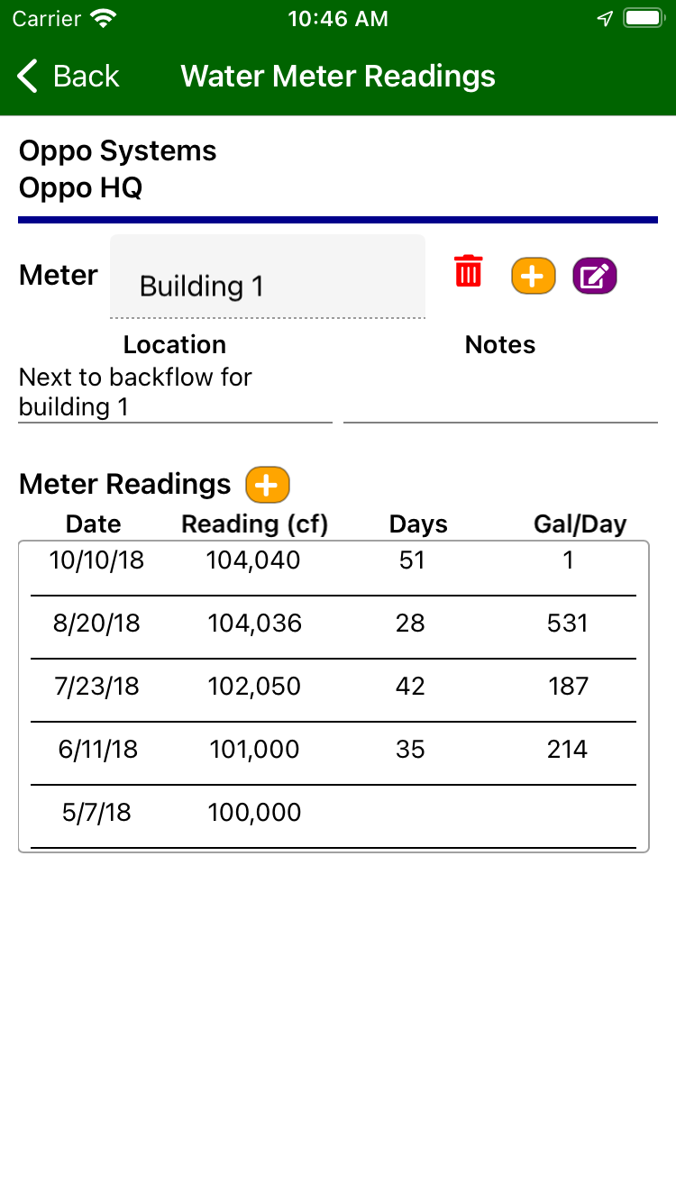 Record jobsite Water Meter Readings in Field Assistant mobile app