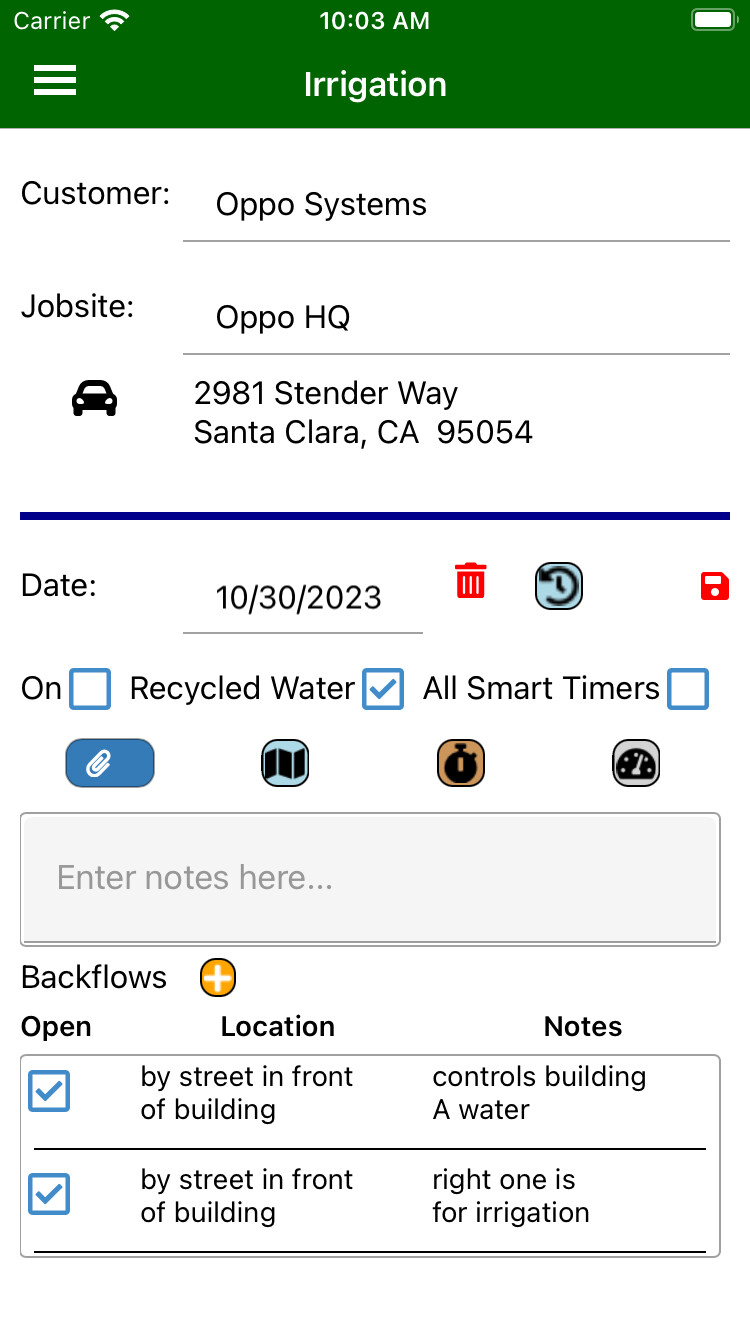 View and update irrigation settings in Field Assistant mobile app