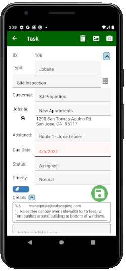 Crews update work orders in Field Assistant mobile app