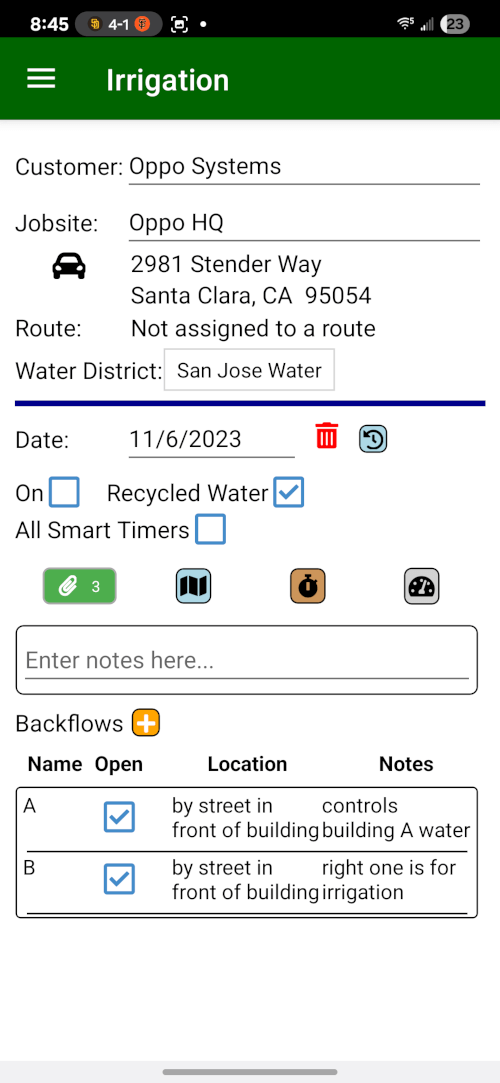 A technician updating irrigation settings in the app.