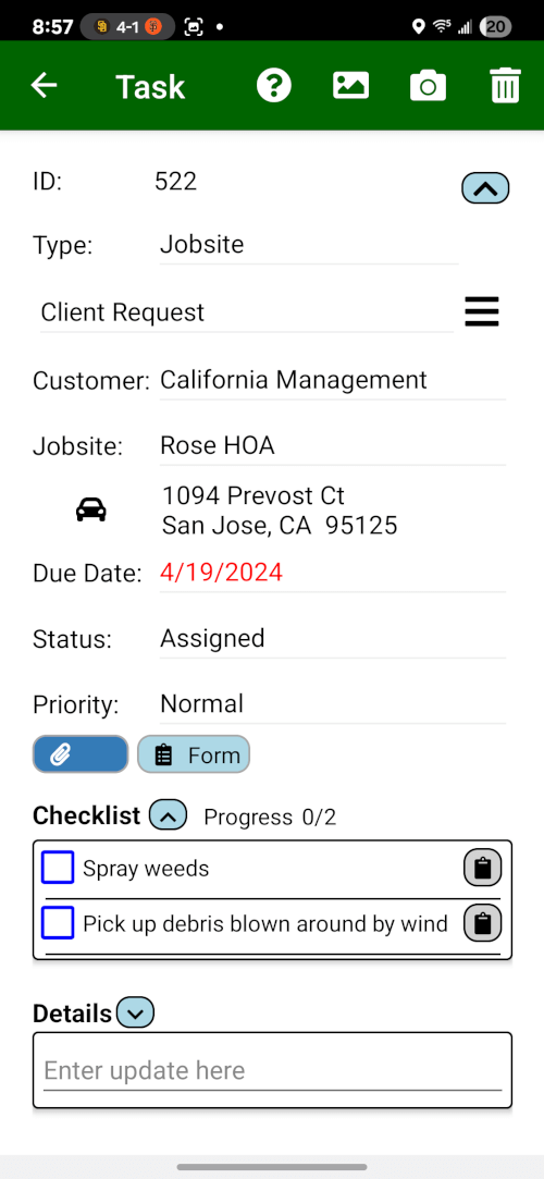 Manage Tasks on a mobile device