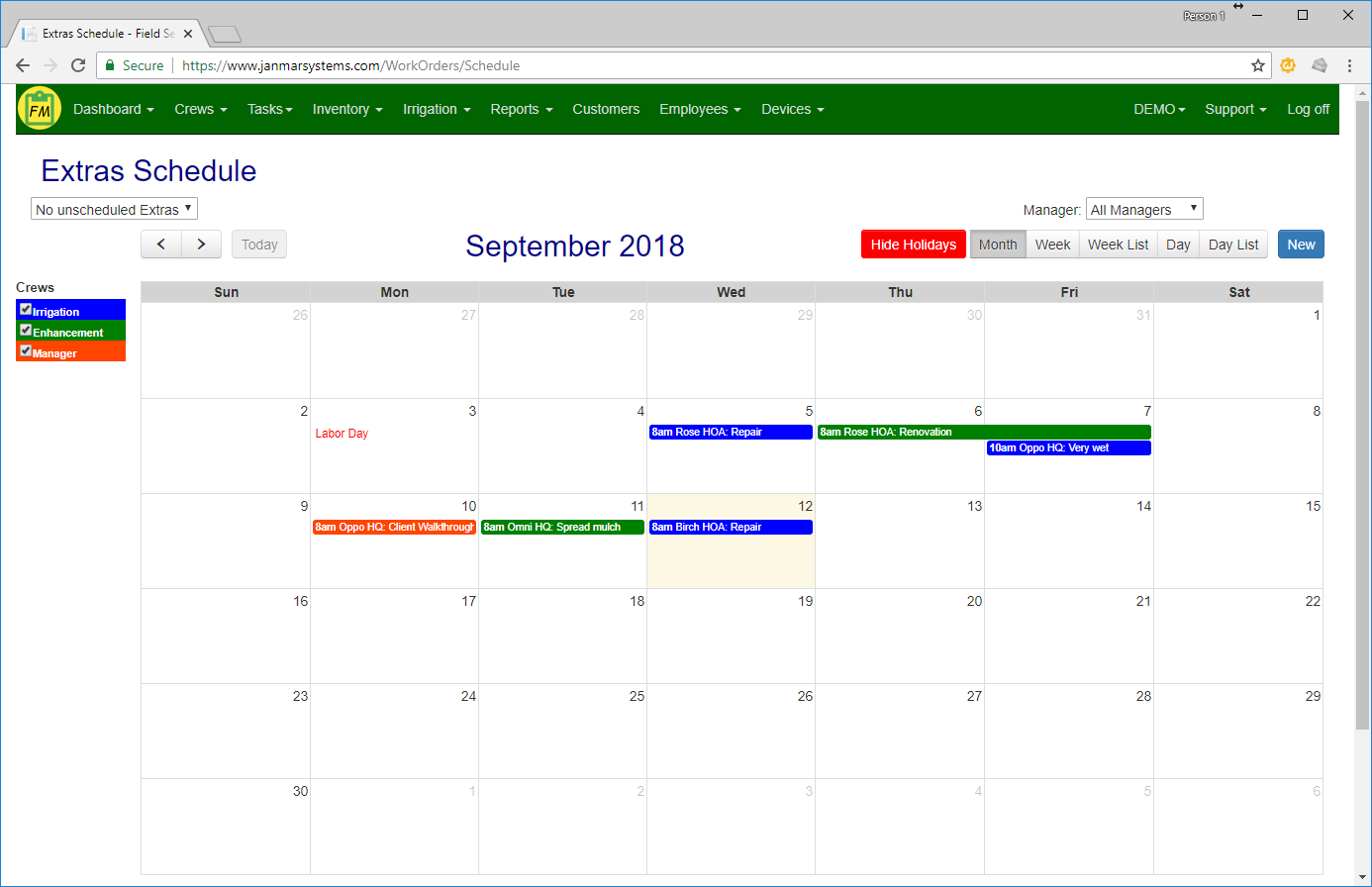 Schedule work orders and issues with drag and drop on a calendar