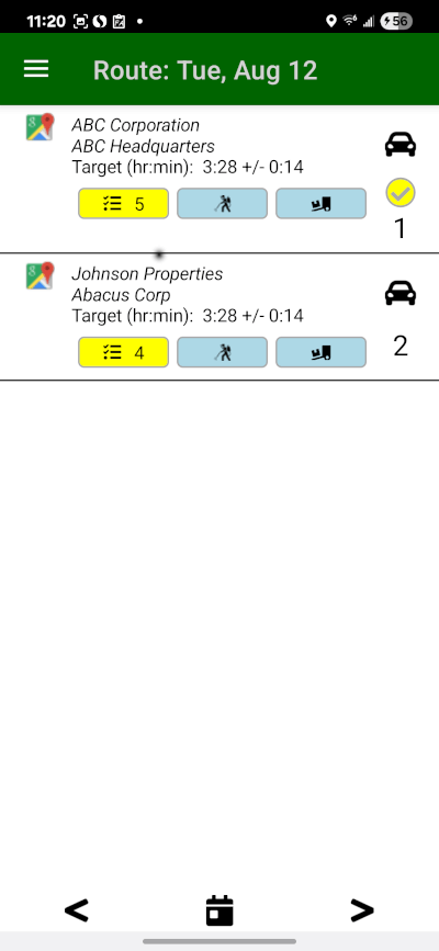 Field Assistant mobile app schedule and route list.